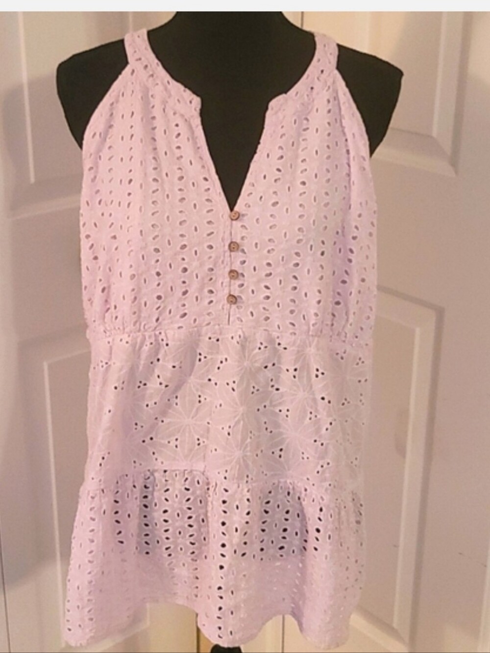 Eyelet Halter Tunic Top - White